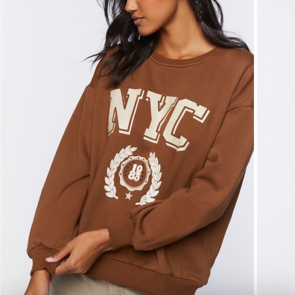 NYC Graphic Pullover Sweatshirt Brown